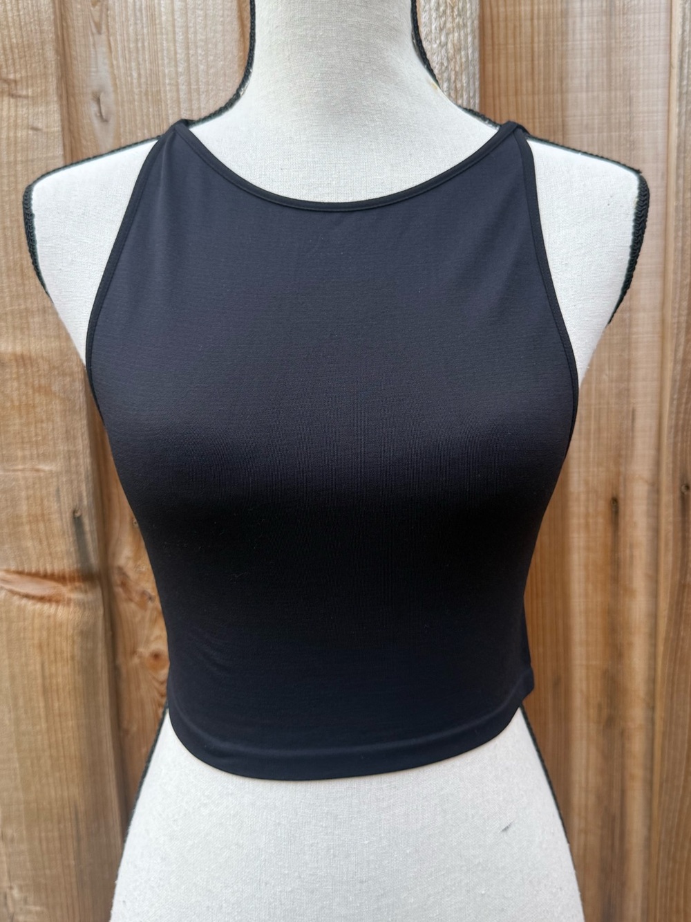 Free People Black High-Neck Crop Top